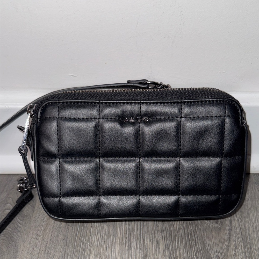 ALDO Black Quilted Crossbody Camera Bag